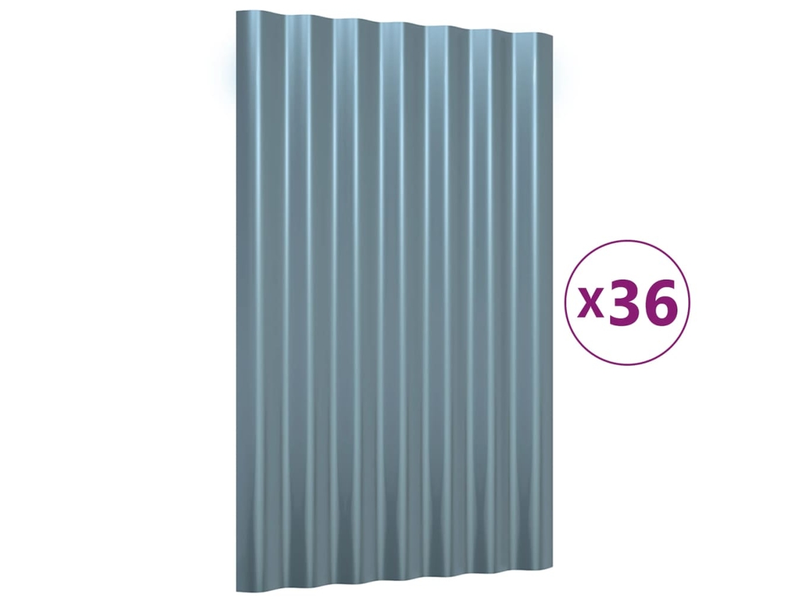 Painéis De Telhado VIDAXL 36 Pcs 60x36 cm Aço Revestido A Pó