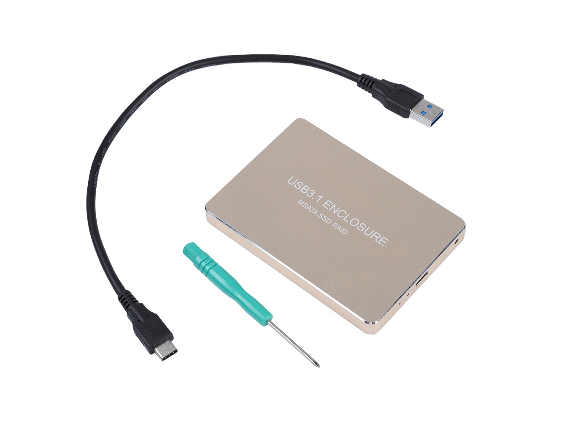 Enclosure Externo De Ssd Msata Com 2 Portas Usb3.1 Type C 10gbps