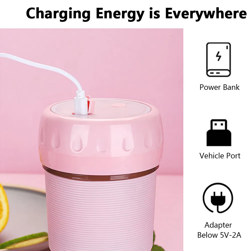 Lurelia Liquidificador Portátil Recarregável Usb, 300ml, Para Sumos