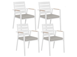 Conjunto De 4 Cadeiras De Jardim Com Almofadas Beliani Taviano De Alumínio Cinzento 54x58x86