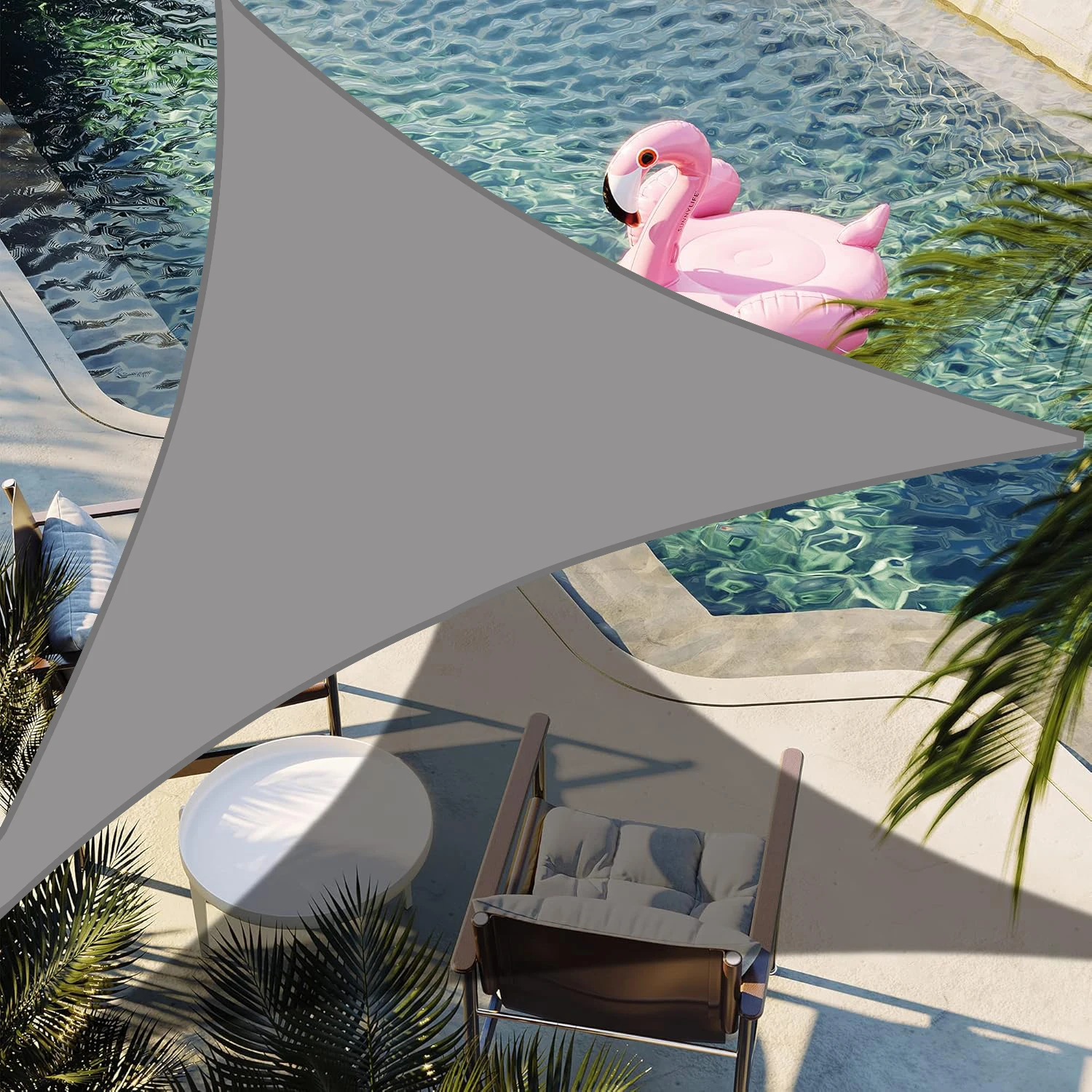 Vela de Sombreamento Triangular MDUG cinza 4x4x4m portátil