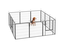 Cercadinho para Cães, Modular, 12 Painéis, Aço, Porta, 68x80cm, Preto