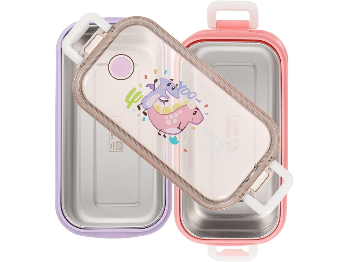 Lancheira De Aço Inoxidável Com Dupla Camada E Estampa Desenho Animado, Hermética, Ideal Para Escritório E Escola, Com
