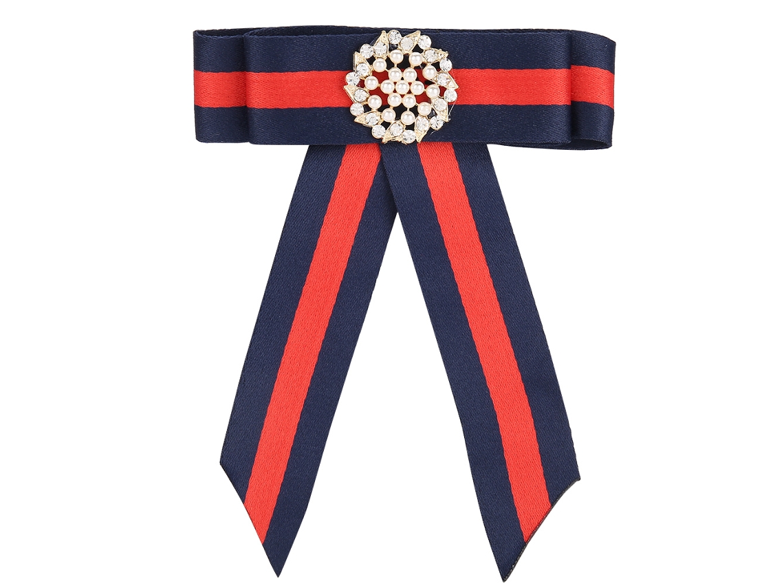 Broche De Fita Com Pérola Falsa Acessório Decorativo Elegante