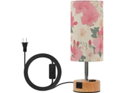 Abajur De Mesa Pequeno Linqin Com Cúpula Tecido E Lâmpadas Inclusas, Ideal Para Quarto De Estudante, Nas Cores Rosa
