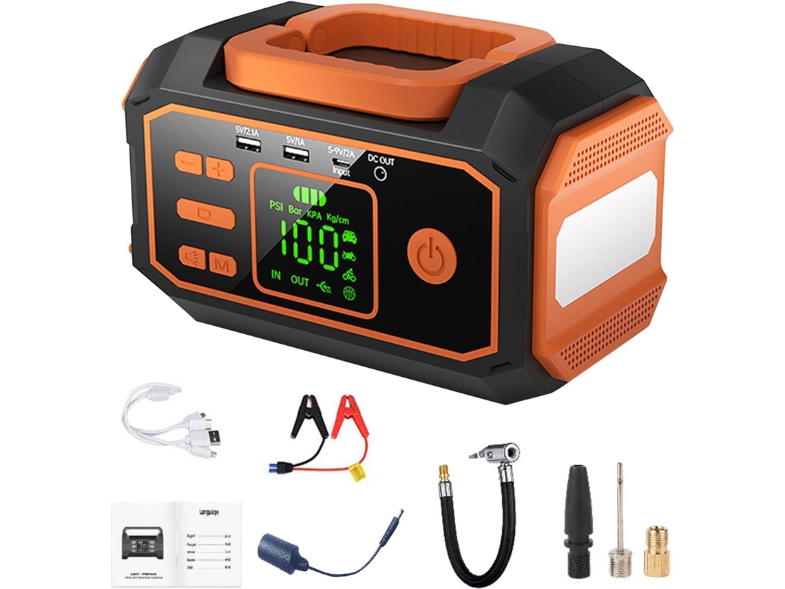 Inflador De Pneus Portátil, Compressor De Ar Digital Com Visor.