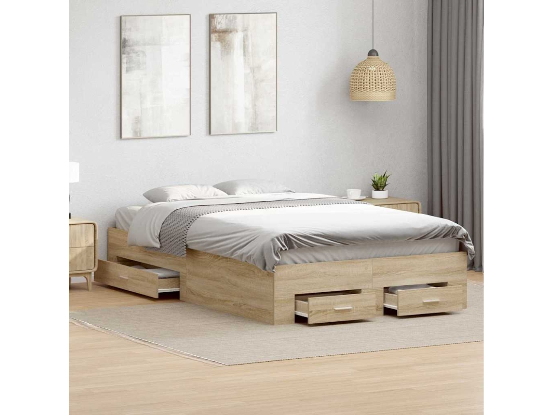 Vidaxl Estrutura Da Cama Castanho 120 X 200 Cm Derivados De Madeira