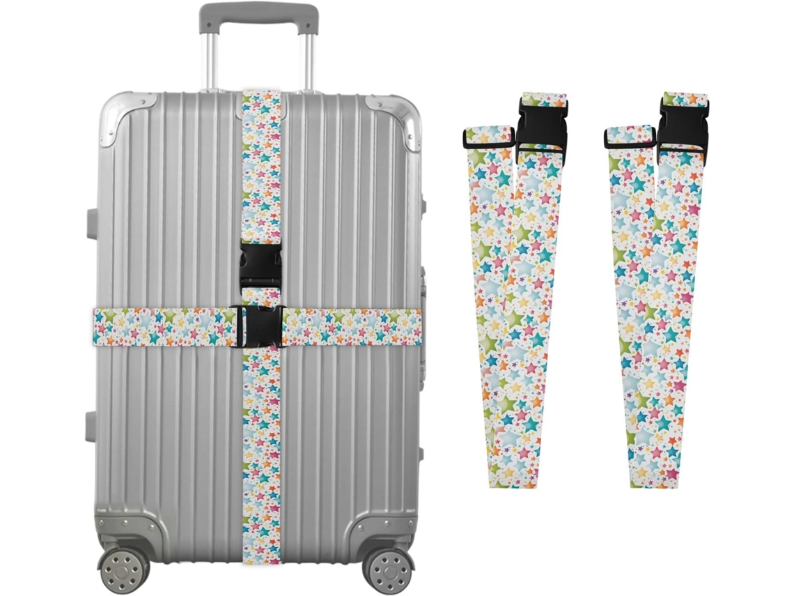 Conjunto De 2 Cintas Bagagem Coloridas Stras Para Malas, Cintas De Viagem, Acessórios Para Cintos, Conector De Bagagem