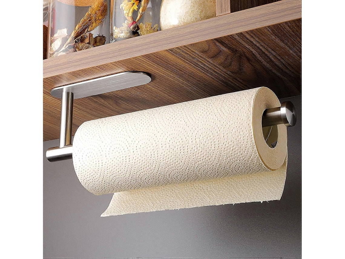 Porta Toalhas de Papel Autoadesivo Sem Perfuração Aço Inoxidável para Cozinha