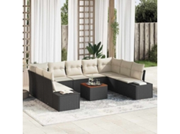 Vidaxl Conjunto de Sofá de Jardim 10 Pcs Preto e Branco