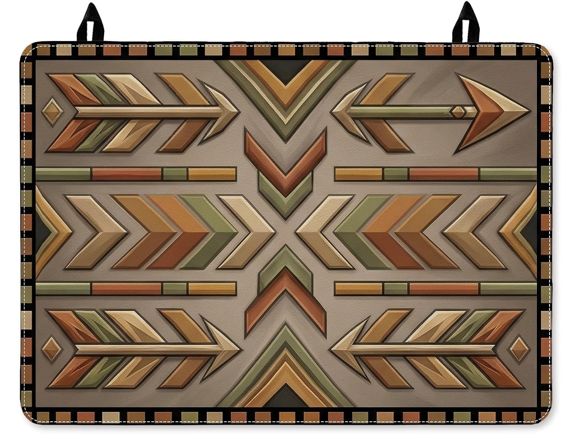 Arrowhead Tampa Para Fogão Elétrico, Boêmio Tribal Design Em Ziguezague Com Diamantes, Cor Café Com Gotas, Revestimento