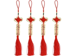 Decoração Chinês 4 Pompons Chineses Cobre 5 Moedas Imitação Vermelhas Carro Festa Vários Estilos Ano Novo Feng GOKOCO