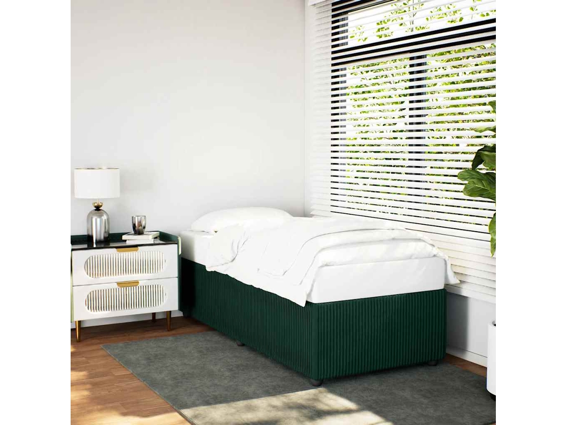 Estrutura de Cama Hanko em Veludo Verde Escuro (90x200 cm)