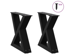 Vidaxl Pés Para Mesa De Centro 2 Peças Preto 40x(30-31,3) Cm Aço