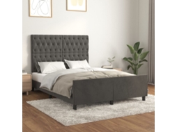 Vidaxl Estrutura De Cama Sem Colchão 140x200 Cm Veludo Cinzento-escuro
