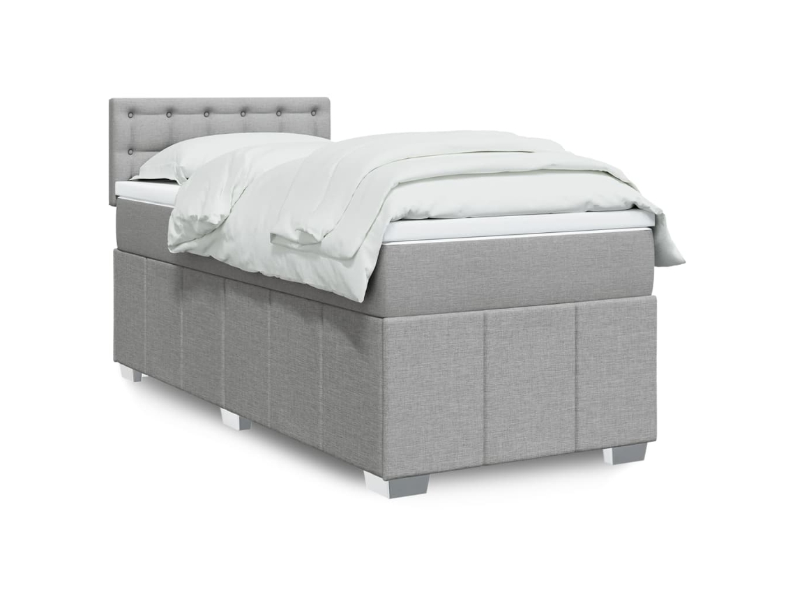 Vidaxl Cama Com Molas/colchão 90x200 Cm Tecido Cinza-claro