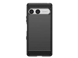 Capa Para O Xperia 10 Vii Em Silicone Com Efeito De Carbono E Textura Escovada