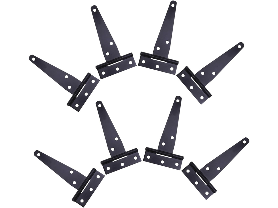Conjunto De 8 Dobradiças Em T Pretas Reforçadas Com Parafusos Para
