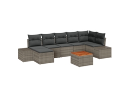 Conjunto 8 Conjunto De Sofá De Jardim Vidaxl Cinzento Vime Pe (55 X 55 X 37 Cm)