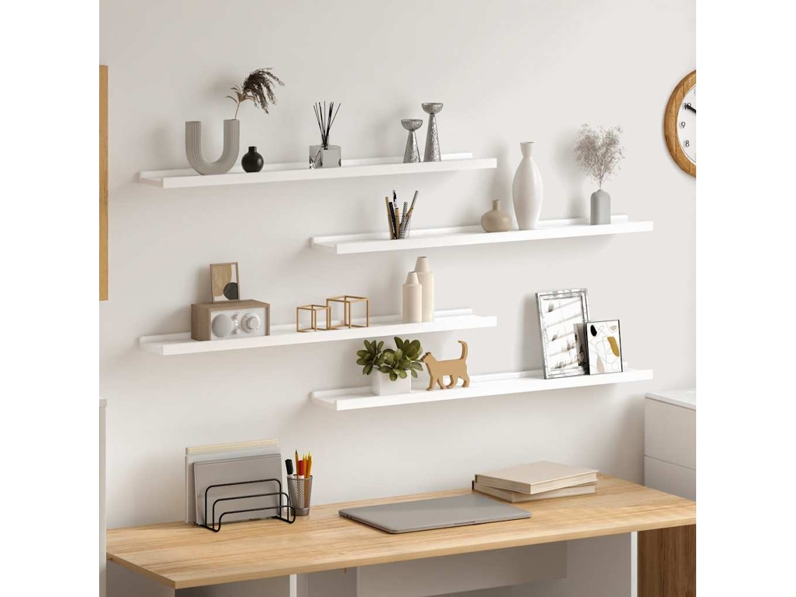 Vidaxl Prateleiras De Parede 4 Pcs 80x9x3 Cm Branco