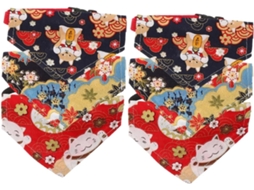 Conjunto De 6 Lenços Algodão Popetpop Gatos E Gatinhos, Ajustáveis E Reutilizáveis