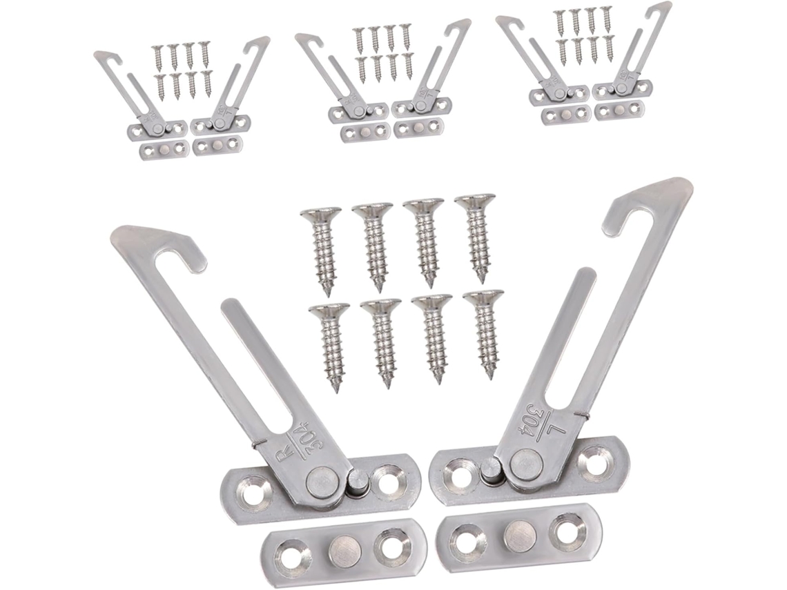 Conjunto Com 4 Batentes Para Janelas Basculantes E Giratórias, Travas De Segurança Para Janelas Correr, Trava De