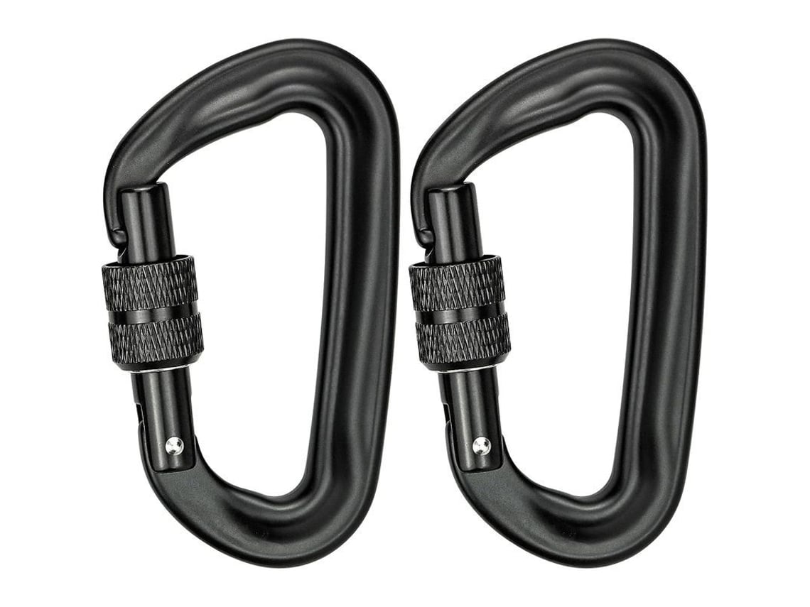 Mosquetones De Escalada 2 Piezas Para Hamaca Columpio Yoga Camping Llavero Perros Negro 12kn 1200kg