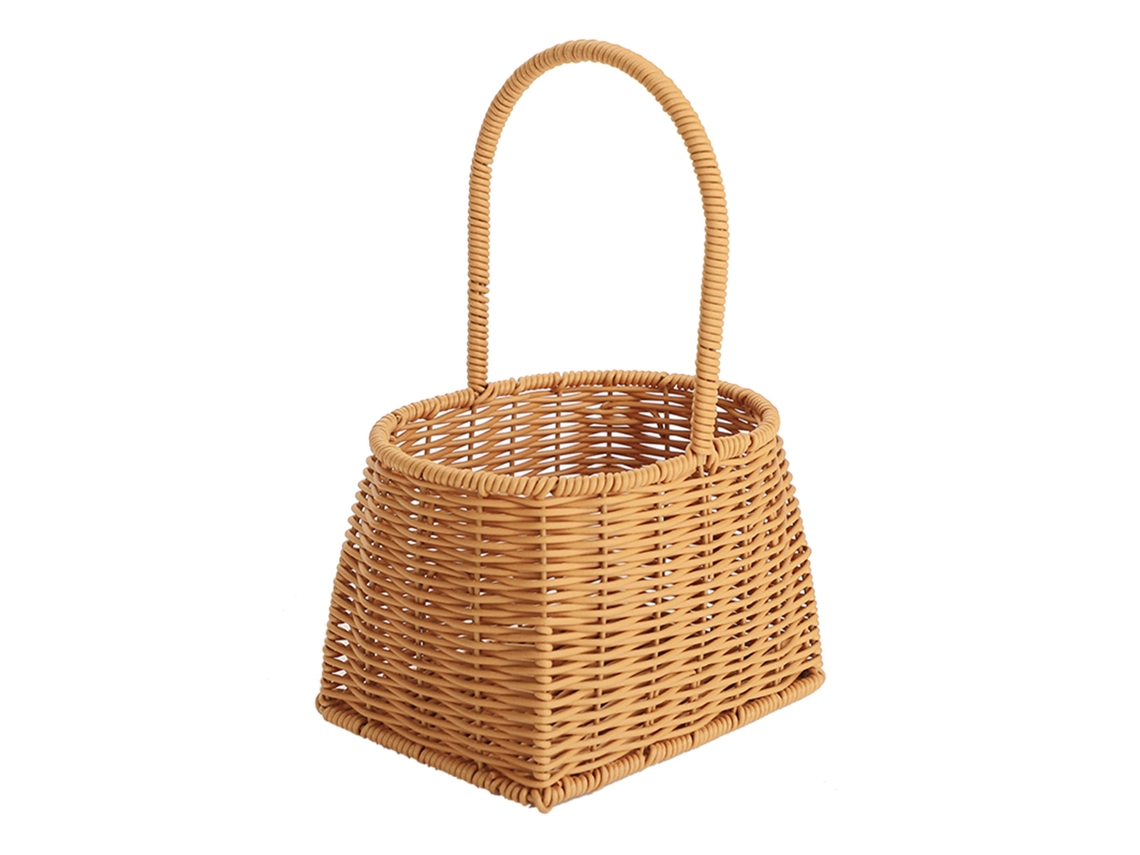 Rebe-canasta Tejida Portátil Com Asa De Ratán Pp Cesta Para Frutas Verduras Regalos 19x14.5x28.5cm