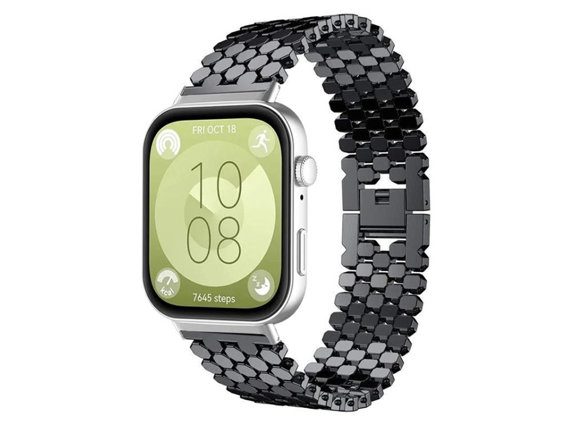 Bracelete para Huawei Watch Fit 4 / Fit 4 Pro / Fit 3 metal textura de escamas de peixe preta XIAOMOYU