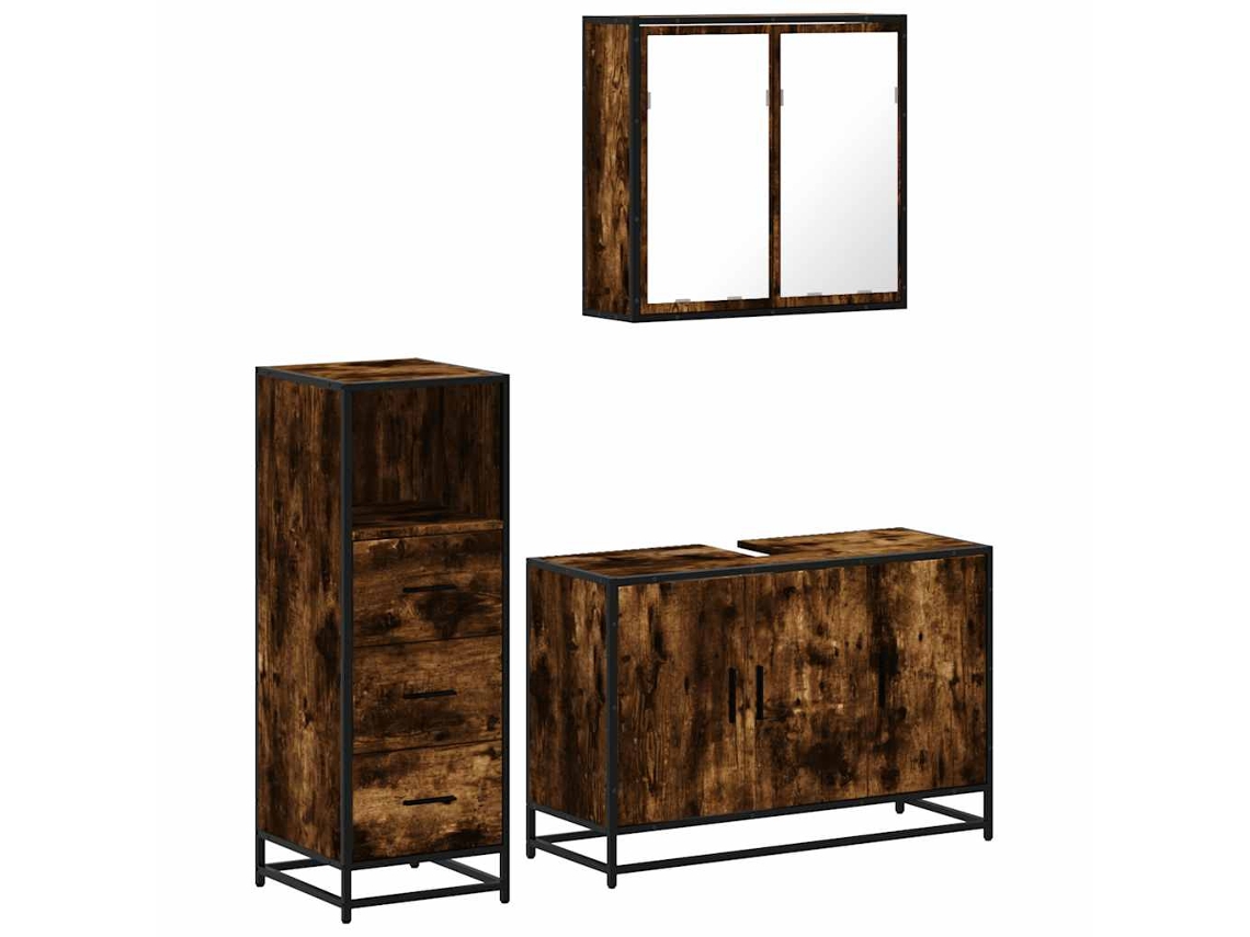 Bathroom Furniture Set, Bathroom Furniture Sets Vidaxl Marrom Madeira Processada (n/a)