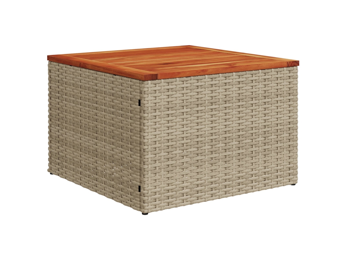 Conjunto De Sofá De Jardim De 5 Peças Com Almofadas Bege De Vime Sintético De Acácia Wsd620194 Lovely Home