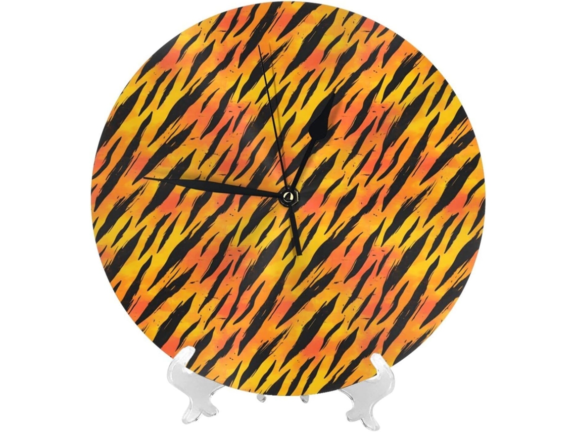 Relógio De Parede De 25cm 10 Polegadas Com Bateria, Estampa De Tigre Laranja, Moderno E Silencioso, Pequeno, Sala