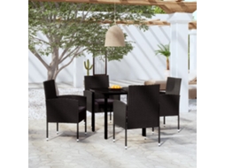 Vidaxl 5 Pcs Conjunto De Jantar Para Jardim Preto