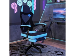 Cadeira De Escritório Ajustável Em Altura Cadeira Para Secretária Giratória De 360° Reclinável Até 135° 58x72x108-118 Cm Azul