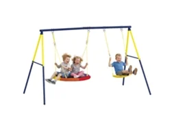 Balanço Duplo com Quadro Multicolor (3 8 Anos, Corda Ajustável, Arnês)