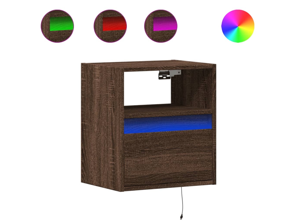 Wall-mounted Bedside Cabinet, Wall-mounted Bedside Cabinets Vidaxl Marrom Madeira Processada (n/a)