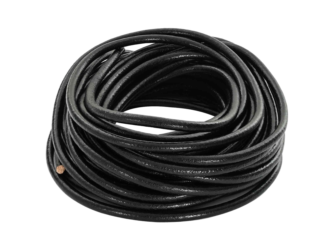 Vidaxl Corda De Couro 1 Preto Ø4 Mm X 10 M Couro