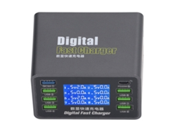 Carregador Usb Digital 50w 8 Portas Qc3.0 Pd Carga Rápida Estação De Carregamento Múltiplo Plug Us 100-240v