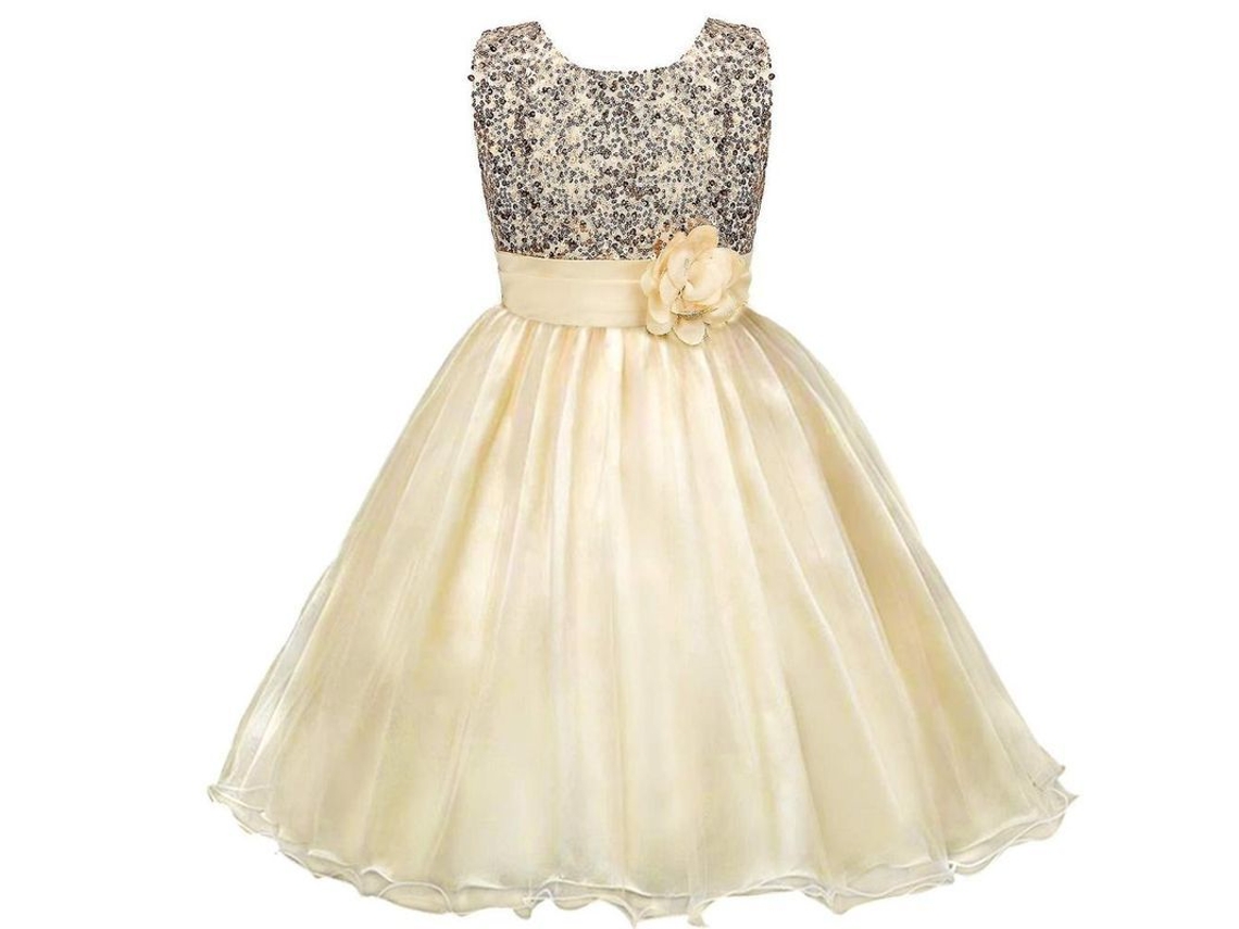 2026-vestido De Princesa Para Meninas Com Strass E Tule Festa Aniversário Casamento 3-12 Anos 110 Cm Champanhe