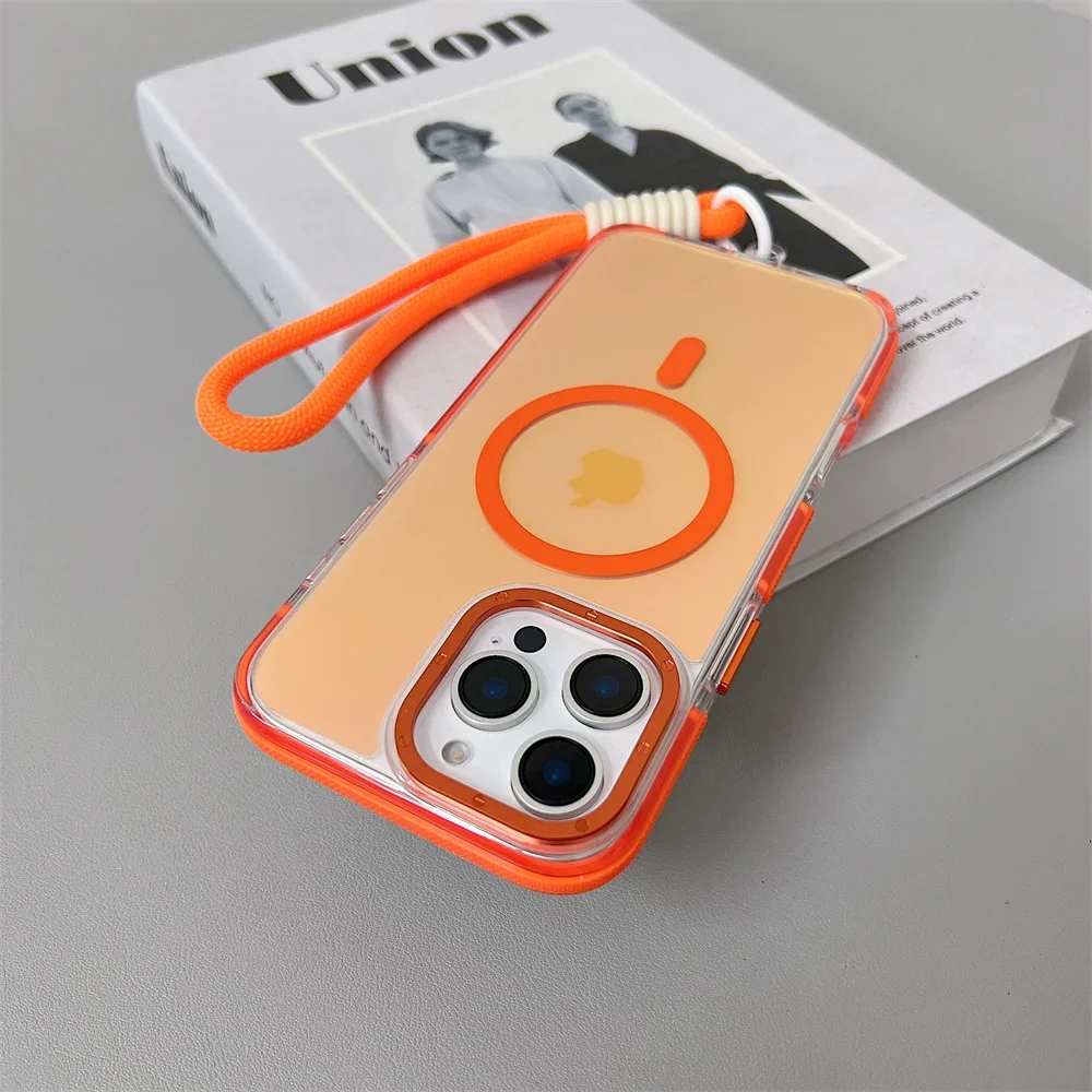 Capa Protetora Magsafe Para Iphone (iphone 14 Plus, Laranja), Compatível Com Carregamento Sem Fio, Capa Rígida.
