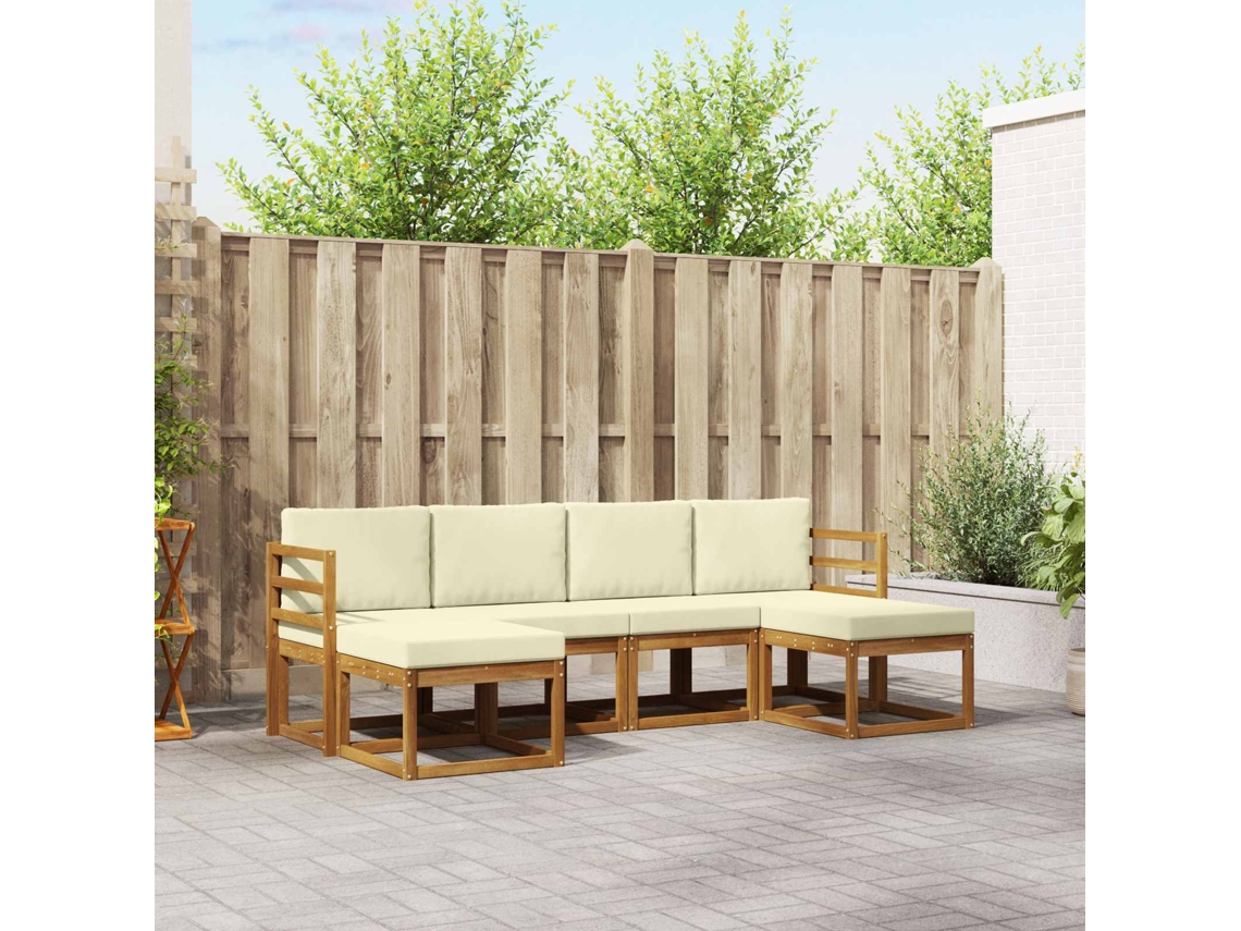 Vidaxl Conjunto De Sofás Para Exterior 6 Unid. Natural E Creme