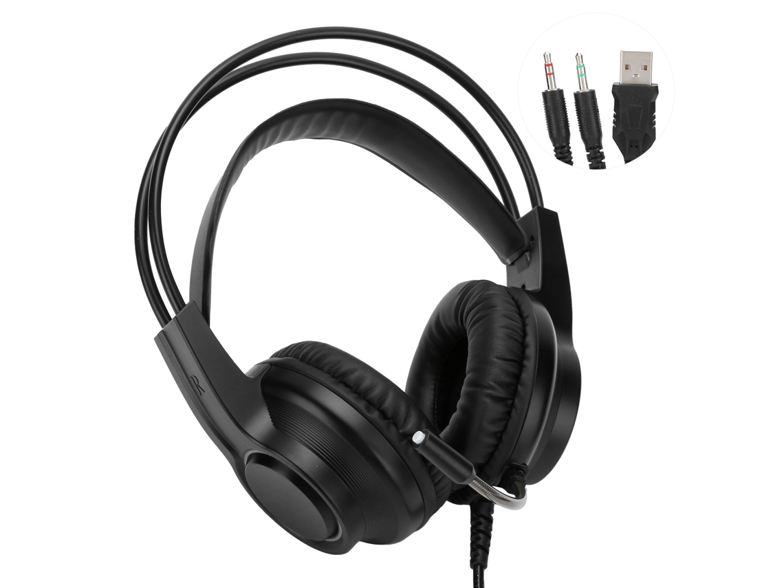 Fone De Ouvido Com Microfone Para Jogos Fones De Ouvido Com Fio Pc Headset Dual 3.5mm Usb H200 Preto
