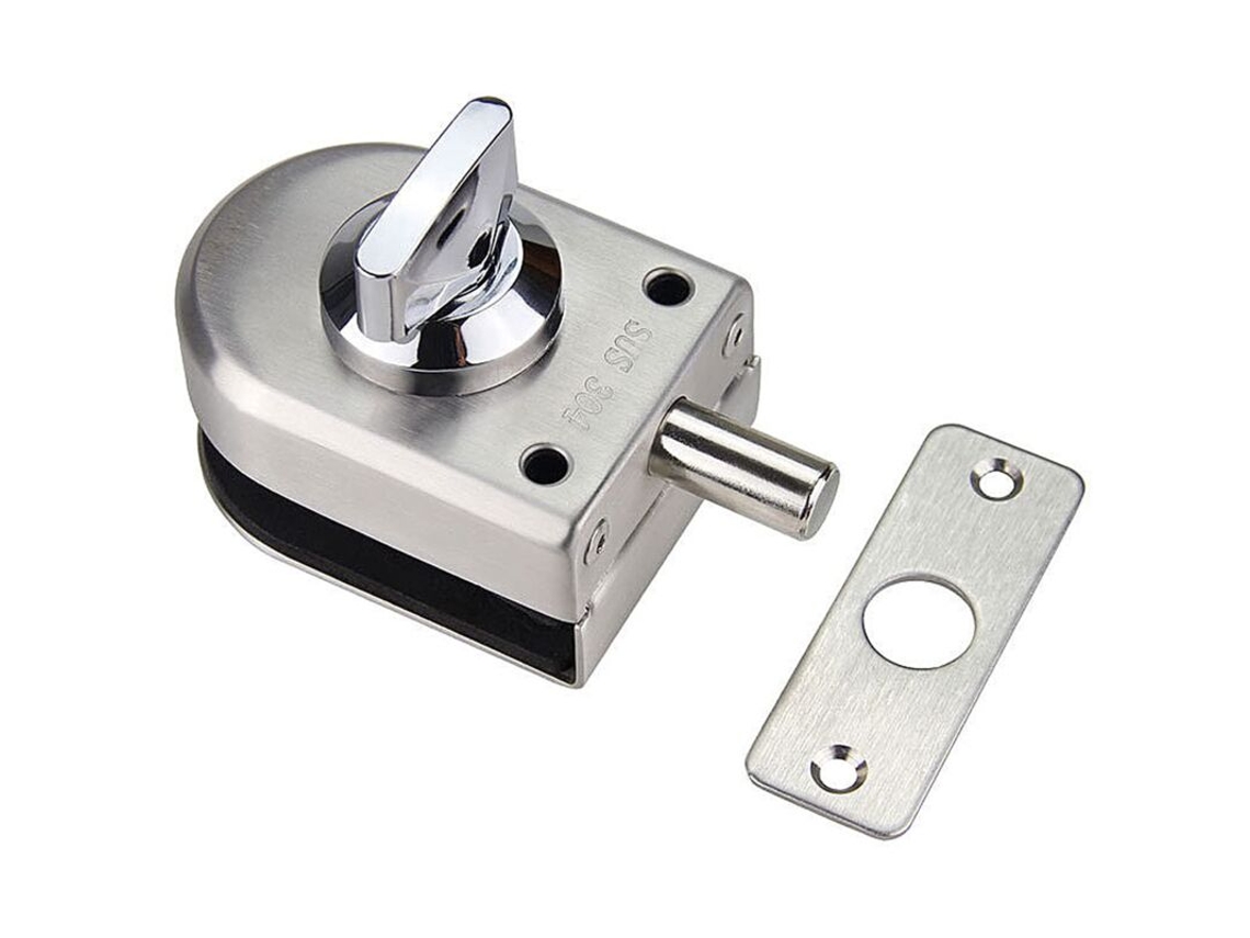Fechadura De Segurança Antifurto Para Portas Vidro, Com Trinco Em Aço Inoxidável, Ideal Uso Residências, Hotéis, Escritórios E Banheiros. Np
