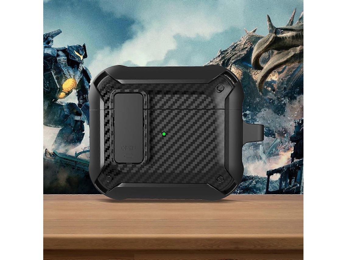 Capa protetora de fibra de carbono Bumblebee para fones de ouvido AirPods 3 com Switch. GIECY
