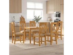 Vidaxl Conjunto De Sala De Jantar 7 Unid. Bege