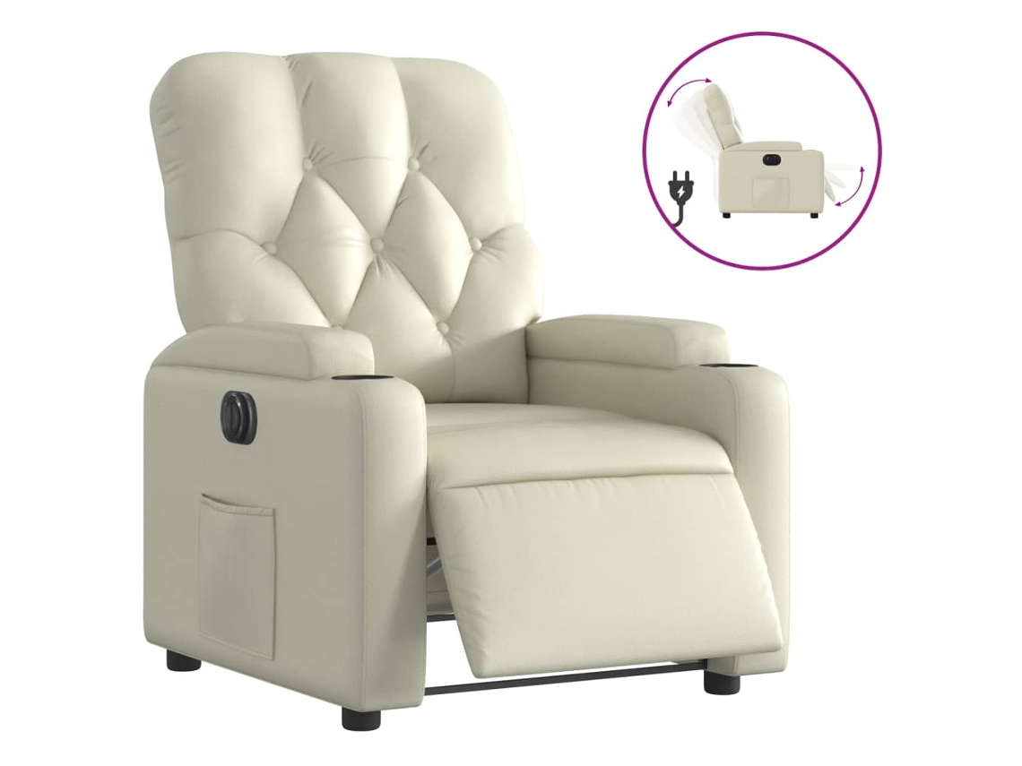 Electric Recliner Chair, Electric Recliner Chairs Vidaxl Creme Couro Artificial