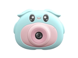 Pig Shape Children's Sports Camera 4k Hd Dual Camera Eco Friendly Silicone Housing Mini Digital Camera Toy Blue LAXISCREED