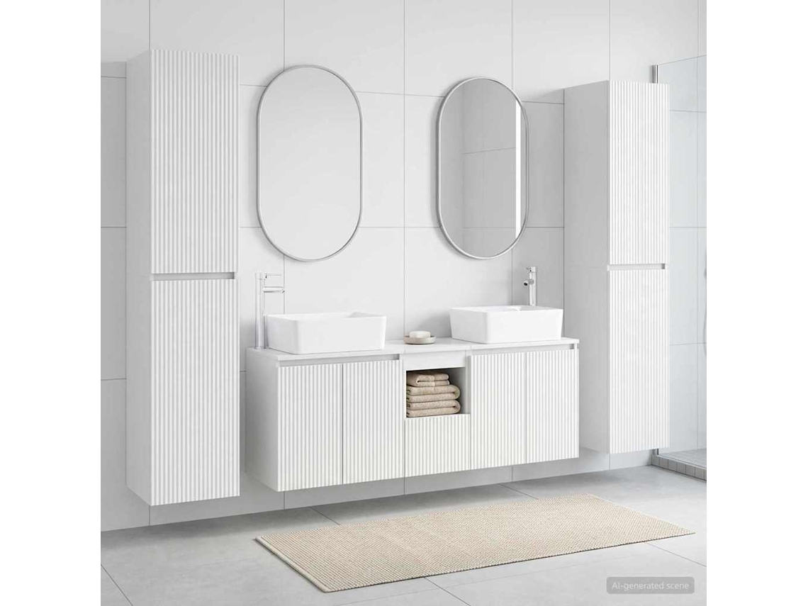 Vidaxl Conjunto De Móveis Para Banheiro 5 Unid. Branco Brilhante