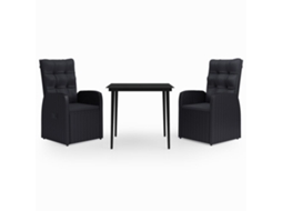 Garden Dining Set, Garden Dining Sets Vidaxl Preto Rattan / Vime (80 Cm Table Length)