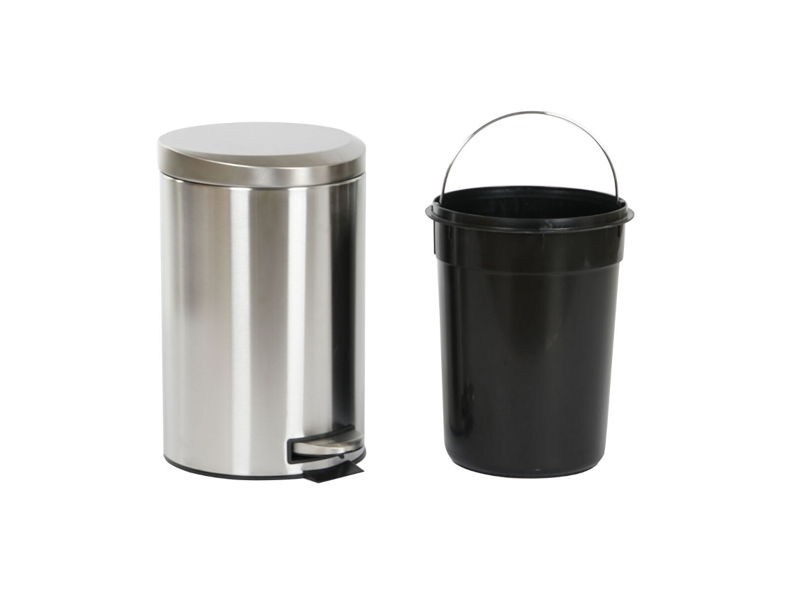 Papeleira com Pedal HOME ESPRIT Prateado Aço Inoxidável Polipropileno 12 L